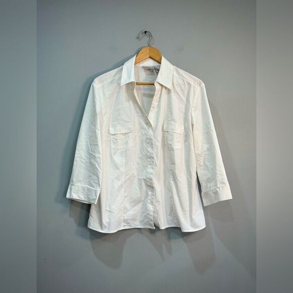 White Chico’s Y2K Button Down Shirt Size 3 (16) EUC - Picture 3 of 8